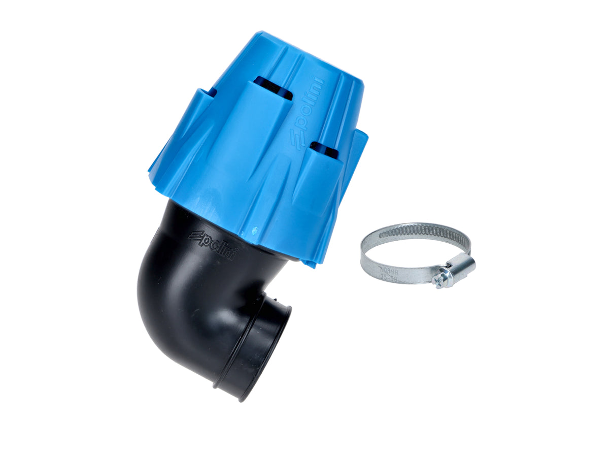 Filtre à air Polini Blue Air Box 37 mm 90°, bleu