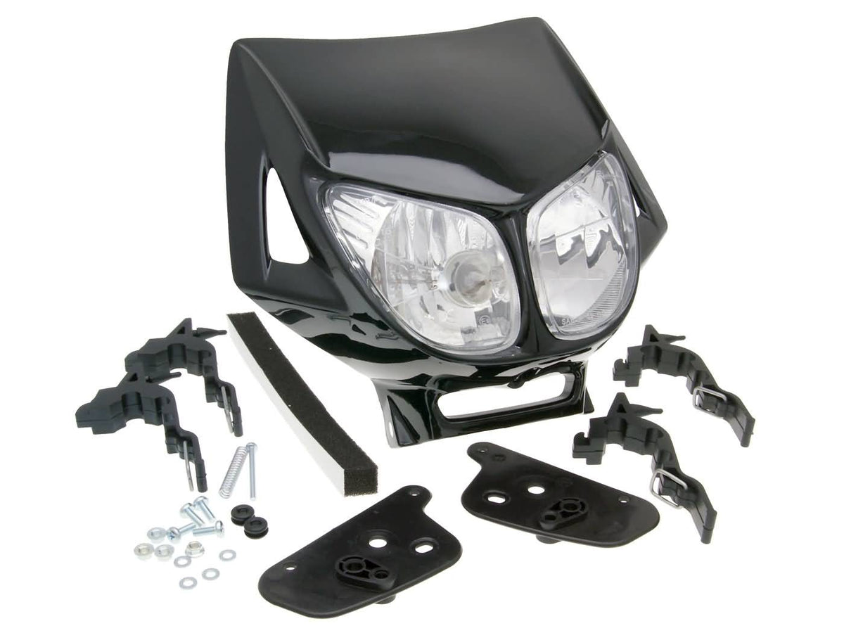 Phare complet Enduro double optique noir