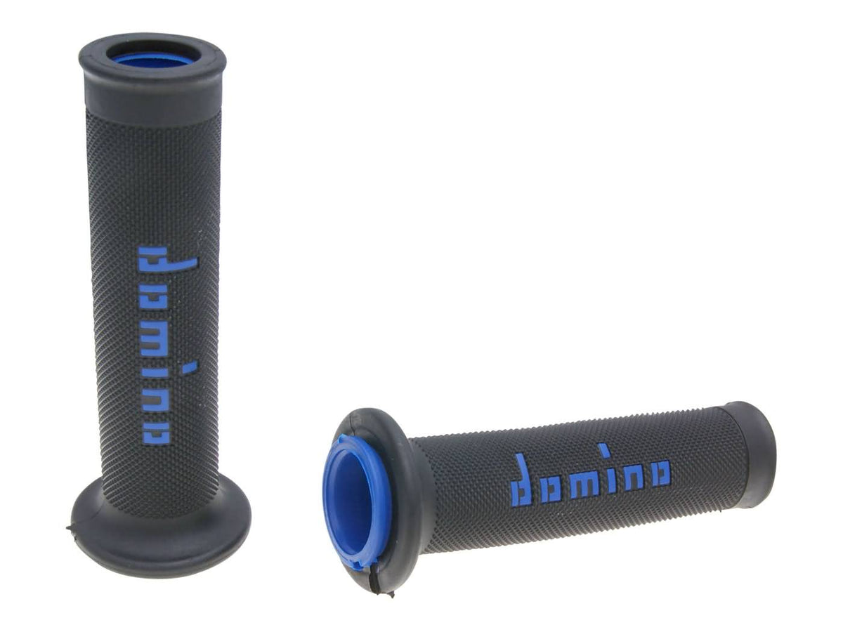 Poignées Domino A010 On-Road noir / bleu avec extrémités ouvertes