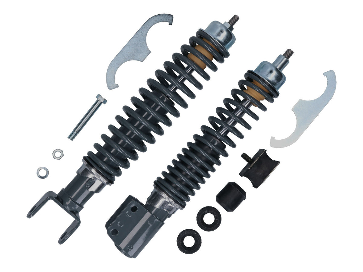 Kit amortisseur avant + arrière Carbone Sport RS réglable noir pour Vespa PX 80ccm - 200ccm