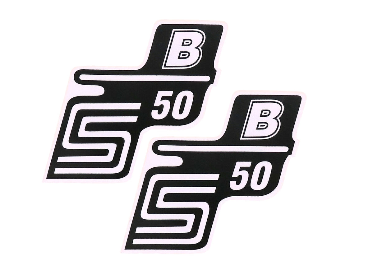 Lettrage S50 B feuille / autocollant blanc 2 pièces pour Simson S50