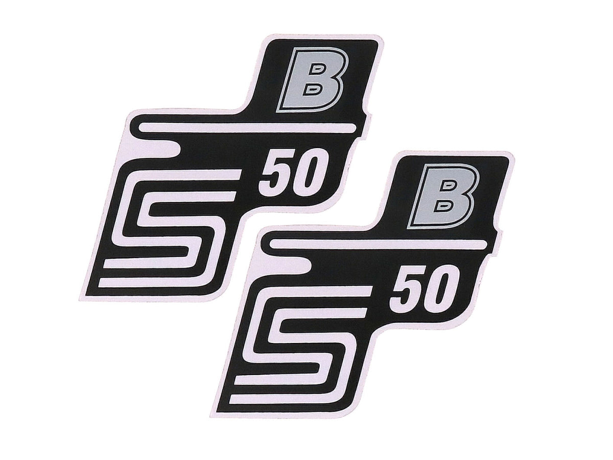 Logo S50 B film / autocollant argenté 2 pièces pour Simson S50