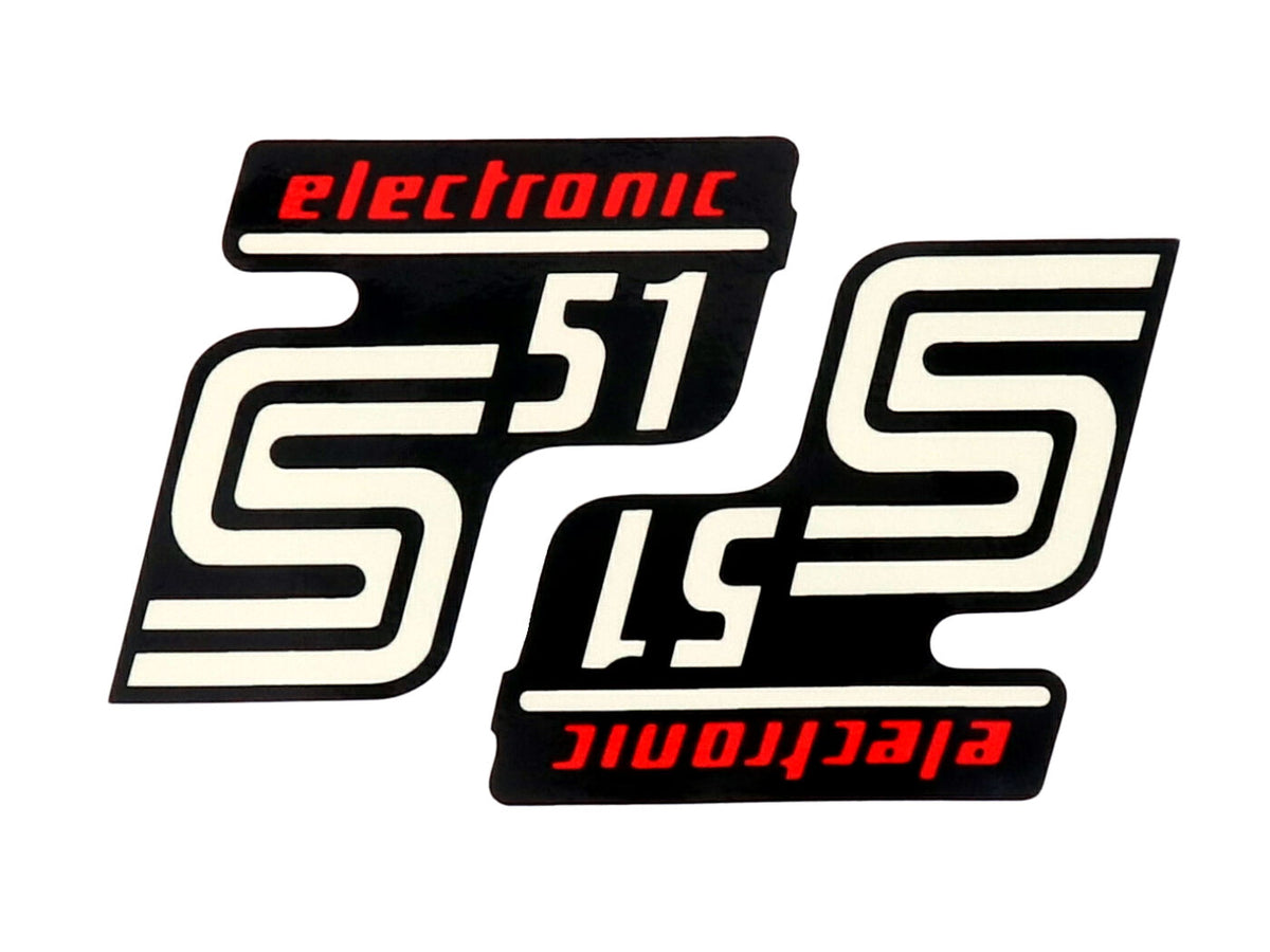 Lettrage S51 Elektronic / autocollant noir-rouge 2 pièces pour Simson S51