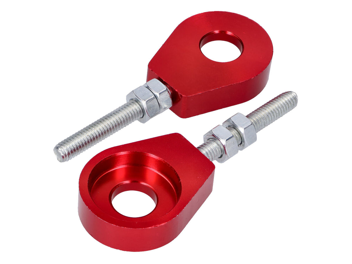 Tendeur de roue / tendeur de chaîne D=12mm set aluminium anodisé rouge