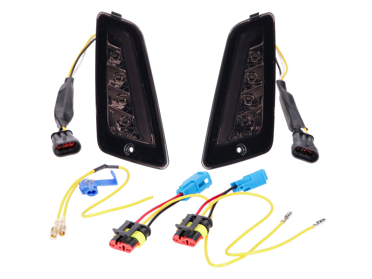 Jeu de clignotants avant LED teinté gris fumée pour Vespa GT, GTL, GTV, GTS 125-300