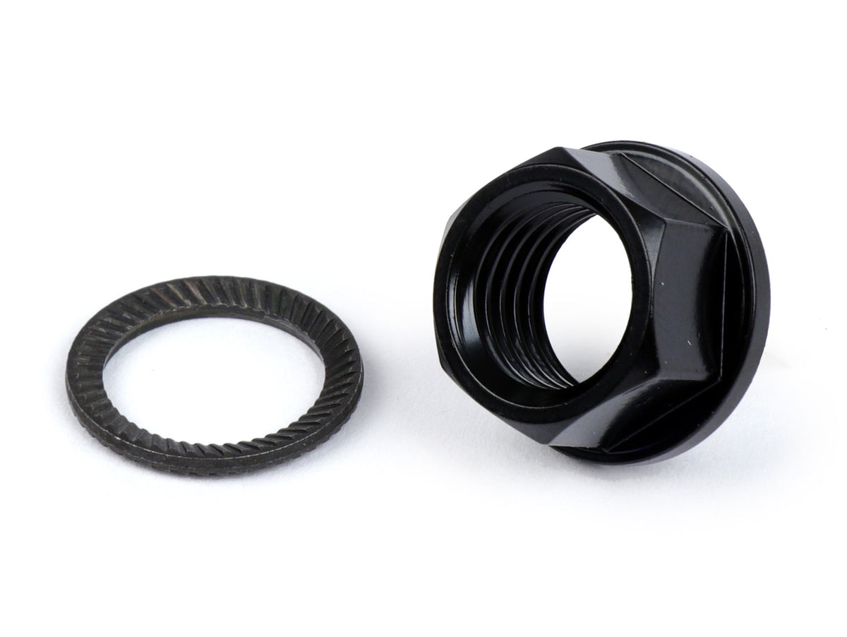 Écrou embrayage M12x1,50 collerette Ø=18,6mm, hauteur=9mm, taille de clé=15mm -BGM PRO- (remplace écrou crénelé, compatible avec Vespa PX, Rally180 (VSD1T), Rally200 (VSE1T), Sprint, T5 125cc, Cosa1)