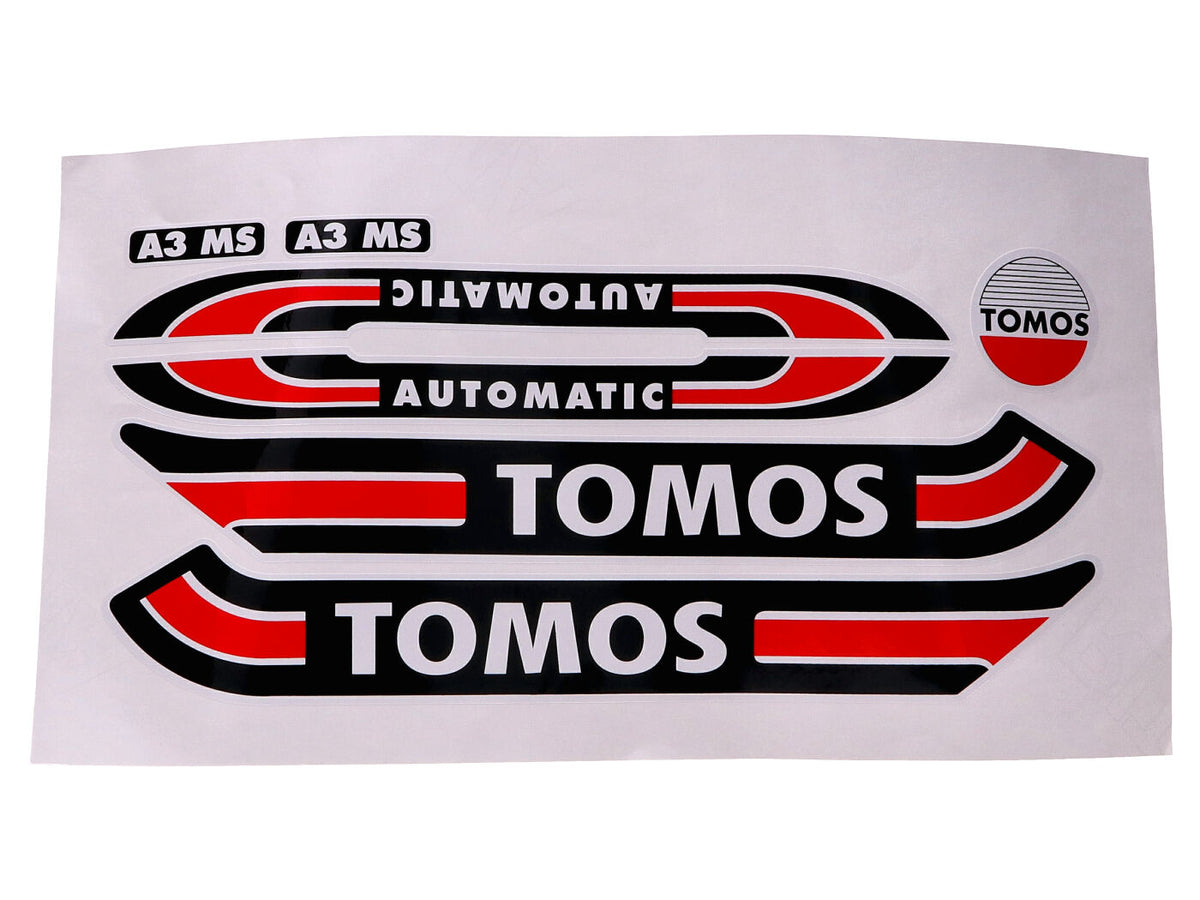 Jeu d´autocollants noir/rouge/blanc 080010 pour Tomos