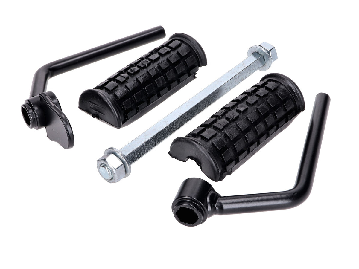 Support de repose-pieds avec caoutchoucs noirs pour Puch Maxi