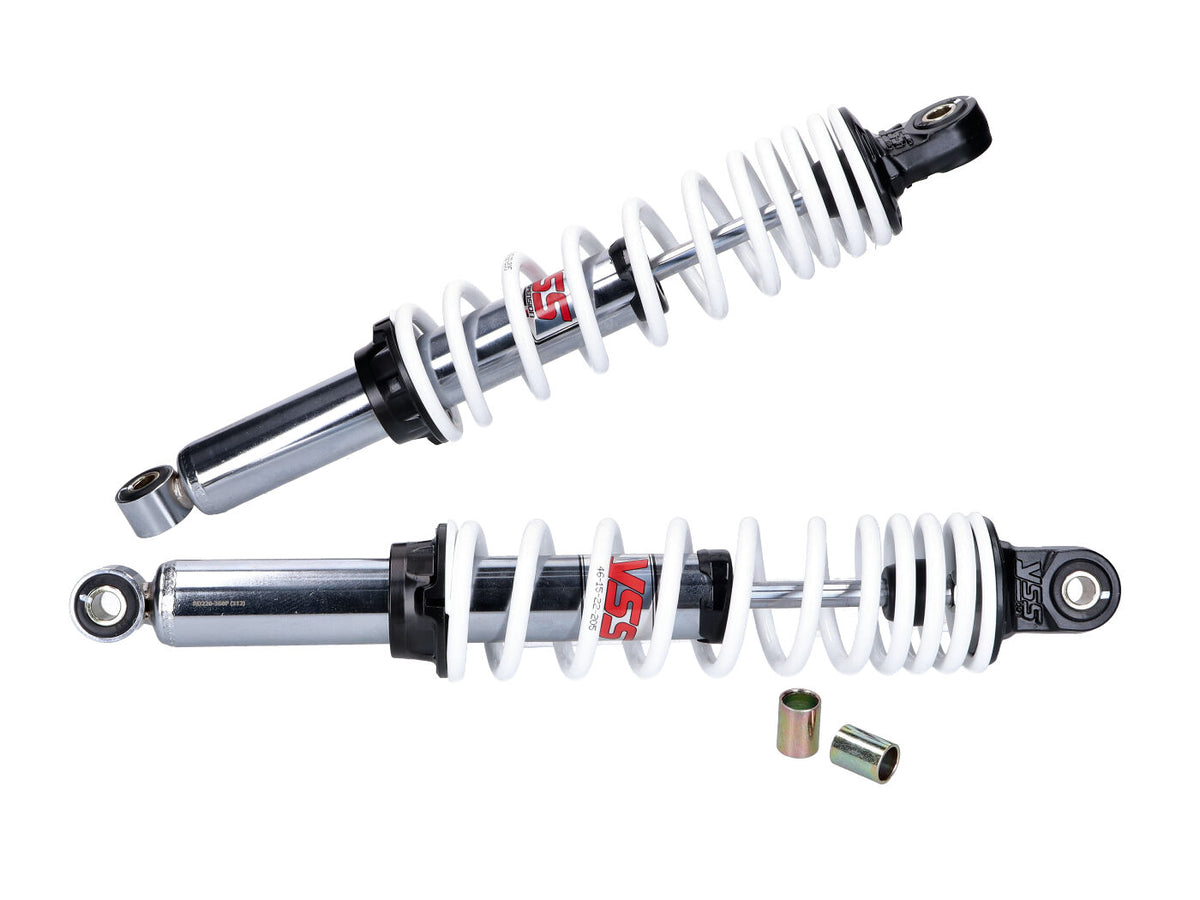 Jeu d´amortisseurs YSS Twin PRO-X 360mm chromé blanc pour Simson S50, S51