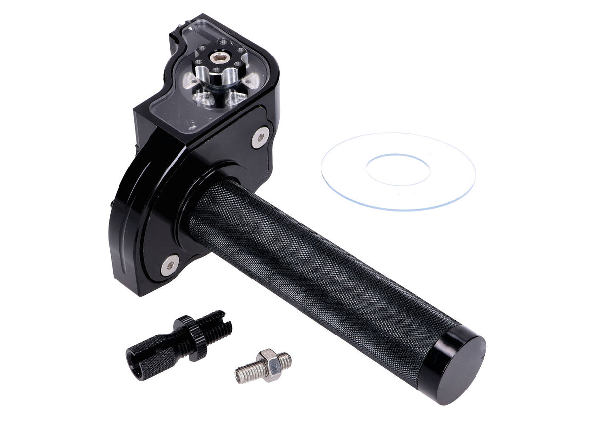 Poignée d´accélérateur à course courte noire CNC pour guidon de 22mm pour vélomoteur, cyclomoteur
