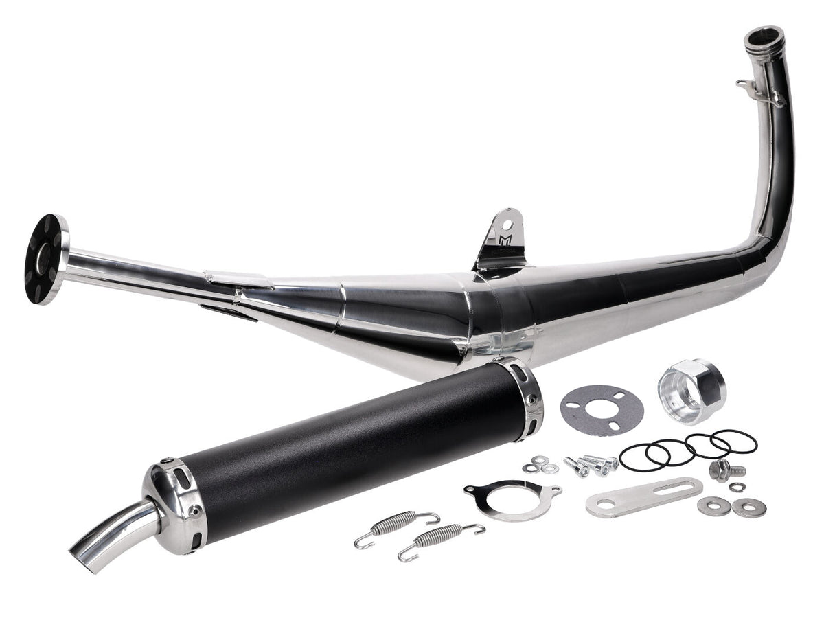 Système d´échappement Motegra Racing pour 60-110ccm poli incl. silencieux arrière pour Simson S50, S51, S70
