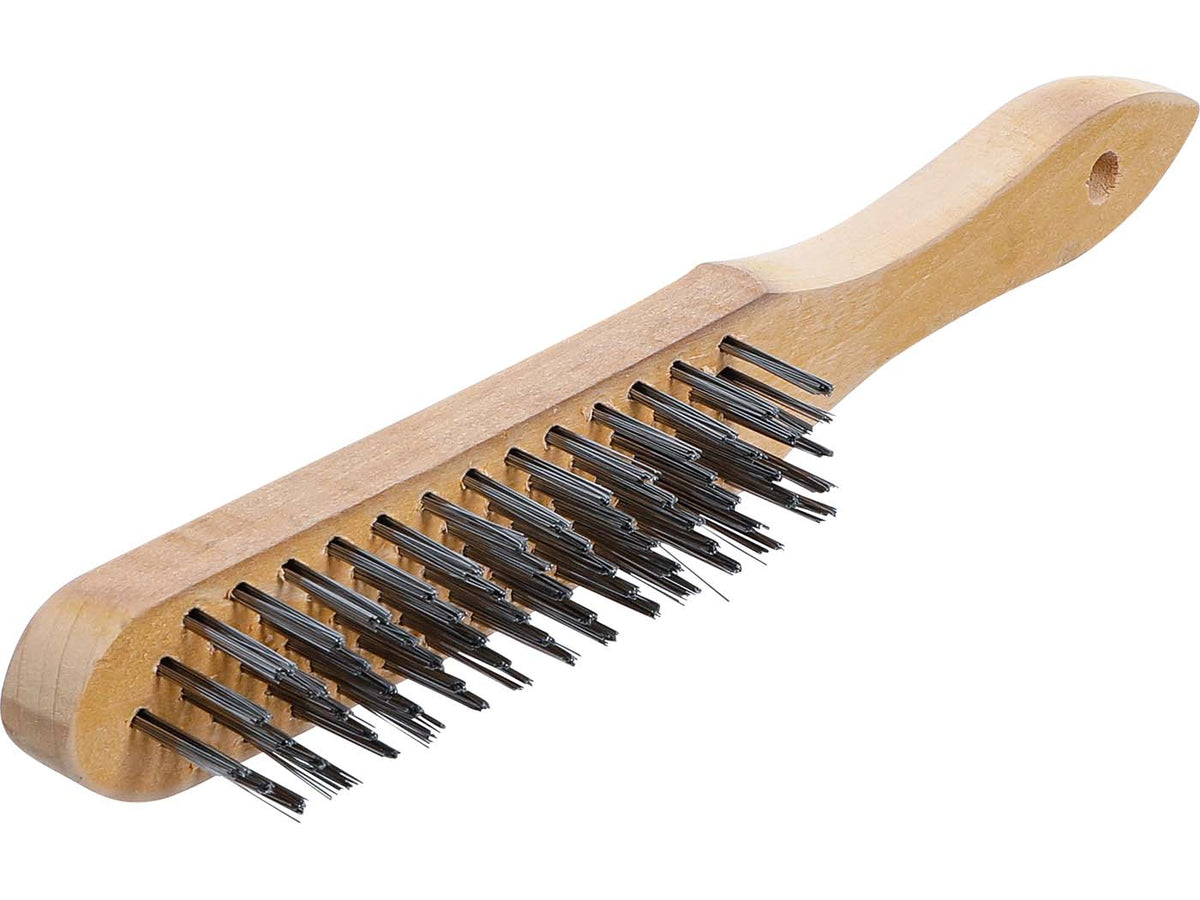 Brosse métallique 5 rangées avec manche en bois
