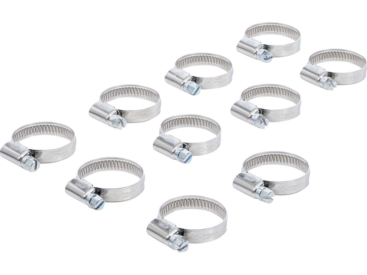 Jeu de colliers de serrage inoxydables 22-32mm 10 pièces