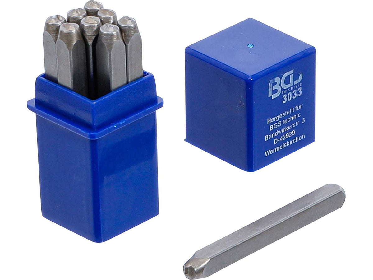 Jeu de chiffres à frapper 3mm DIN1451 9 pièces