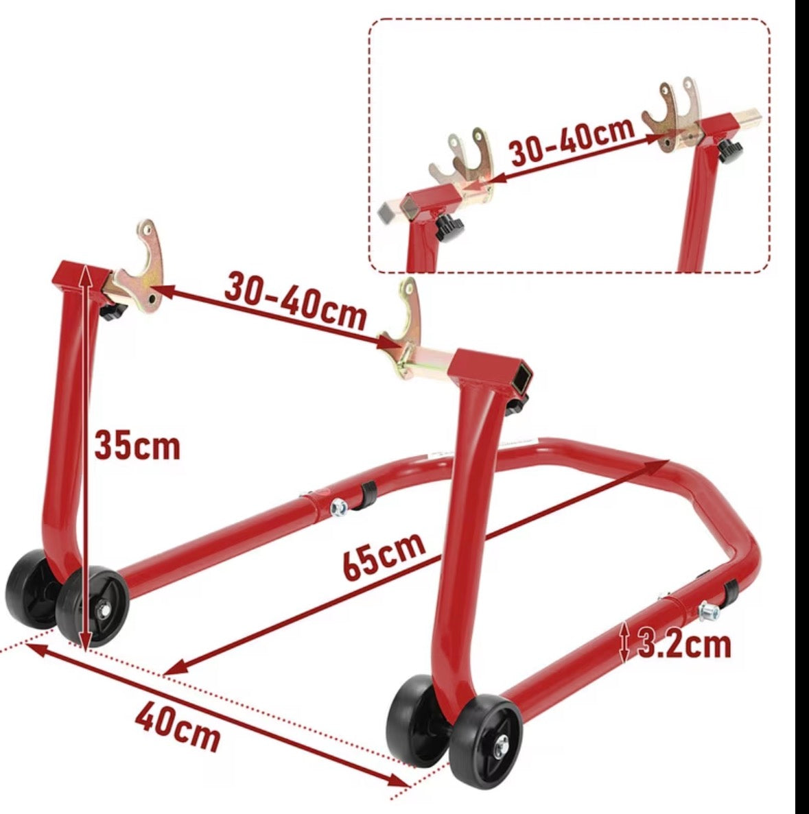 Béquille pour roue arrière rouge