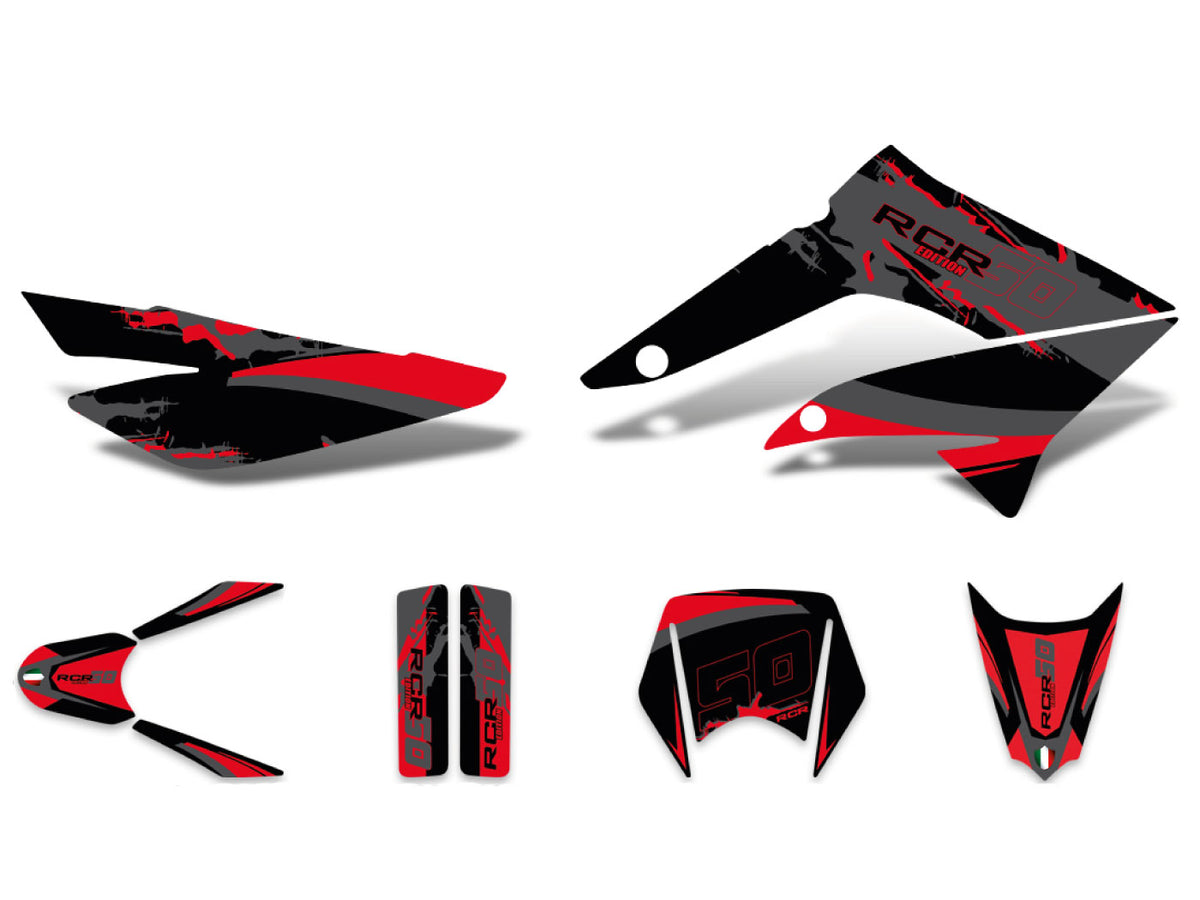 Kit déco autocollants noir-rouge-gris mat pour Gilera RCR 11-17