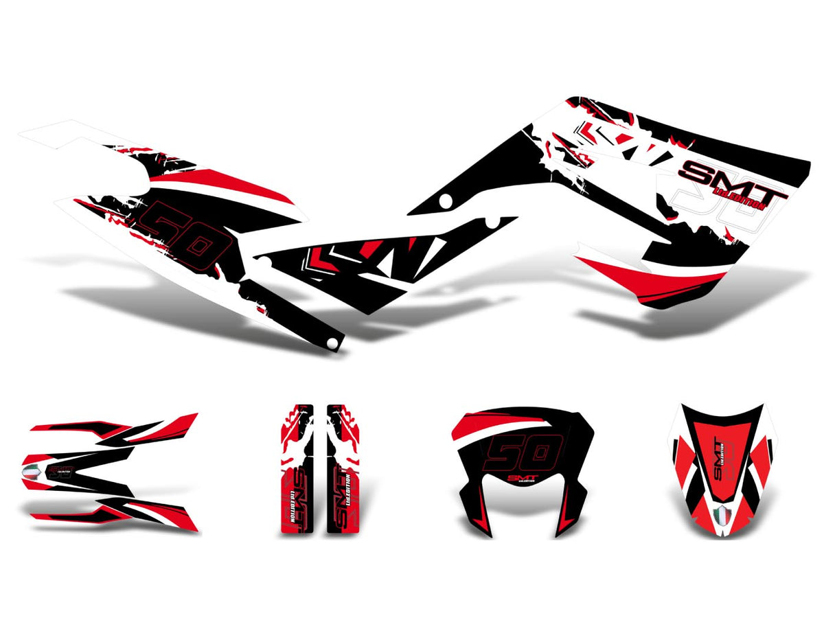 Kit déco autocollants noir-blanc-rouge brillant pour Gilera SMT 50 2018-