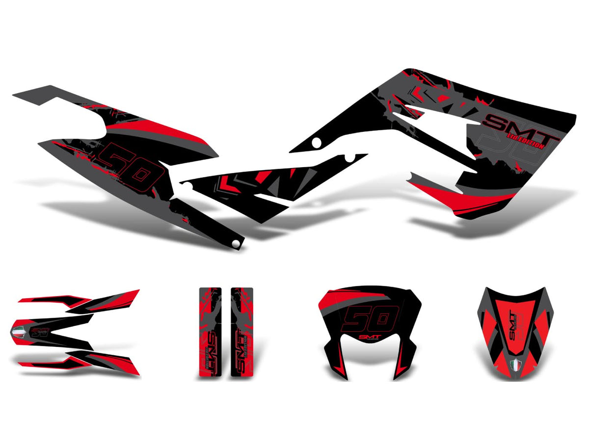 Kit déco autocollants noir-rouge-gris mat pour Gilera SMT 50 2018-