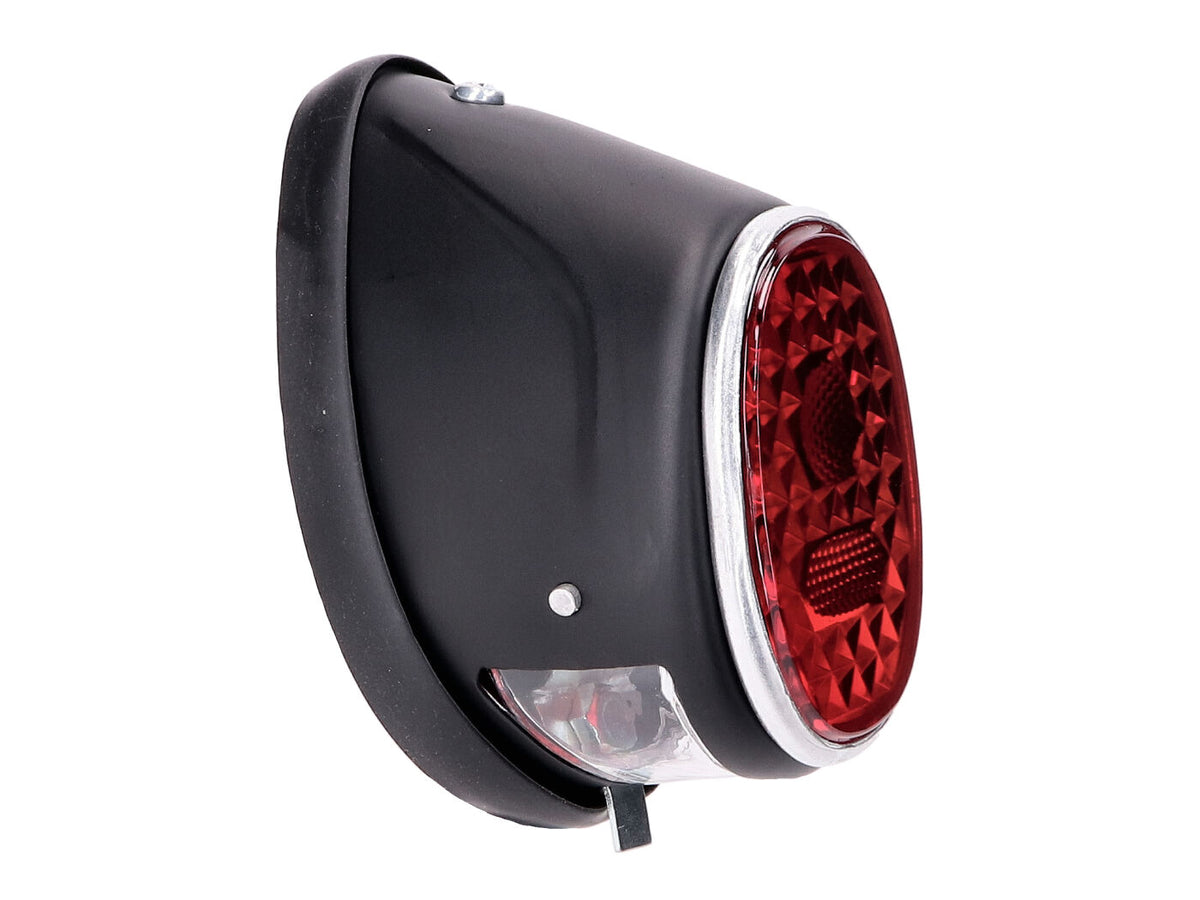 Feu arrière cyclomoteur ovale noir universel pour Puch MS, MV, Maxi, Kreidler, Zündapp