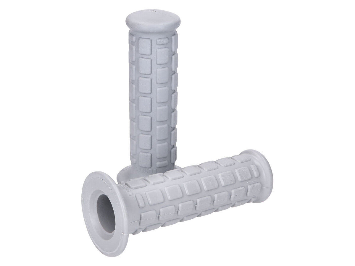 Poignées motif bloc court gris pour cyclomoteur automatique (22, 24mm)