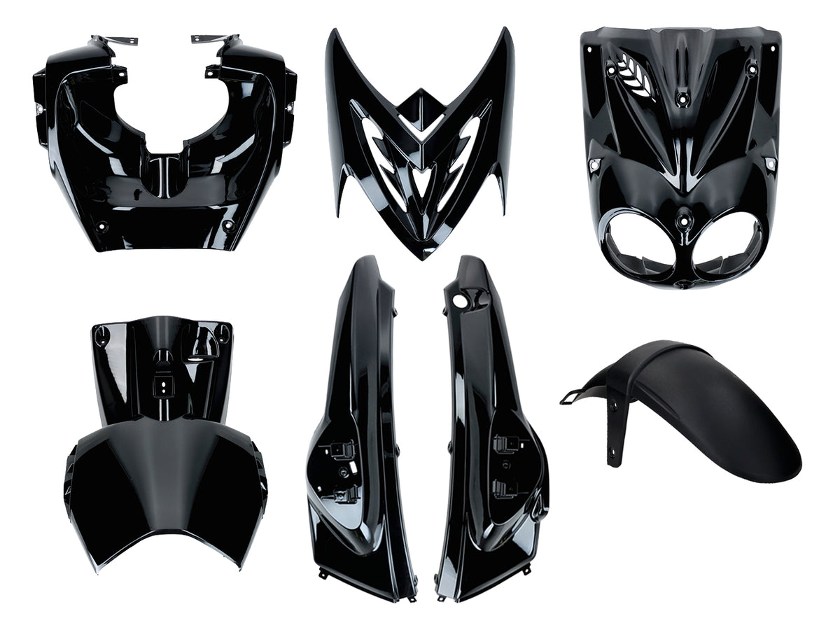Kit pièces d´habillage noir brillant 7 pièces pour Yamaha Slider Naked, MBK Stunt Naked 50 2005-2012