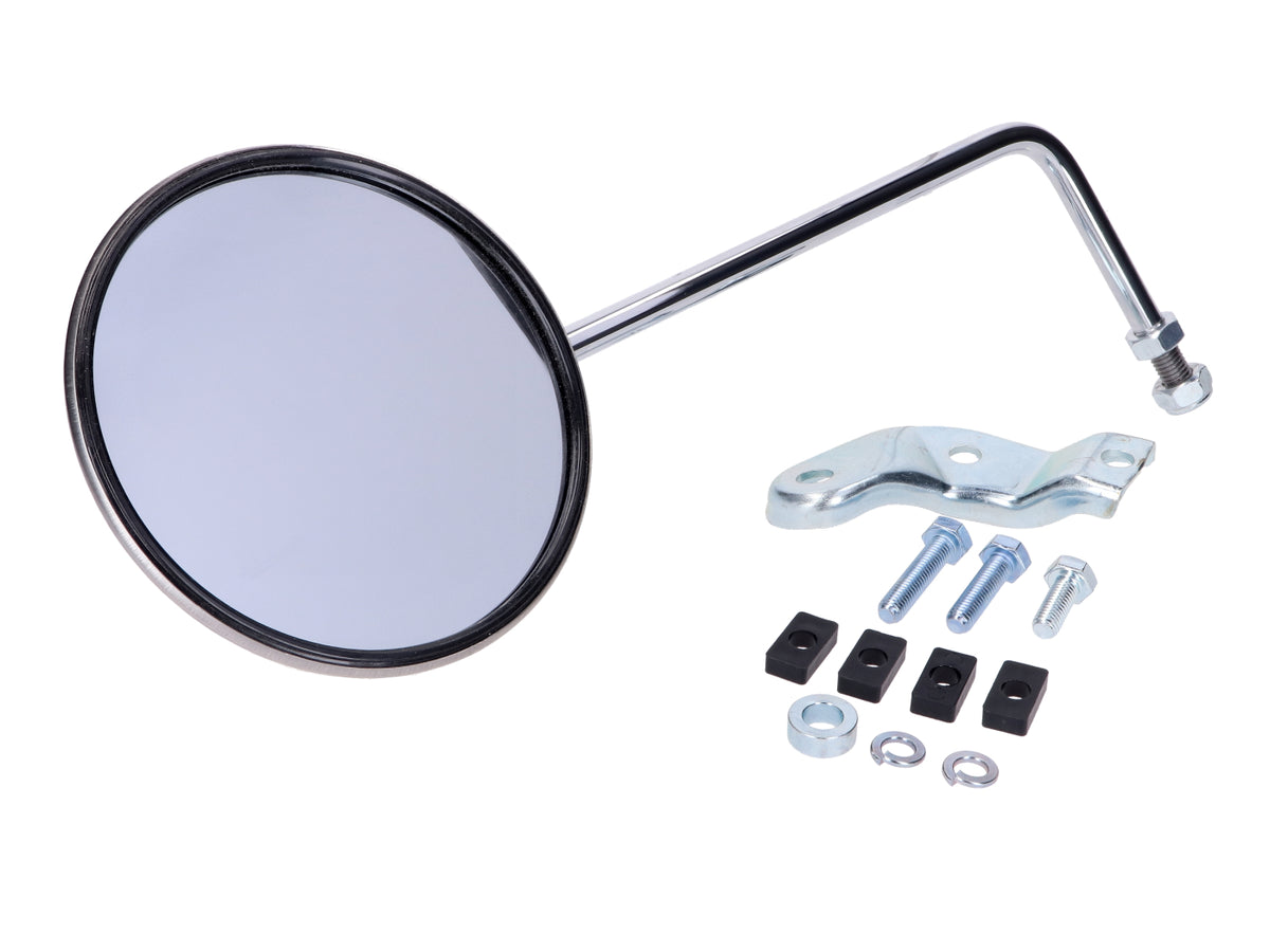 Rétroviseur avec support rond gauche inox pour Piaggio, Vespa PX scooter