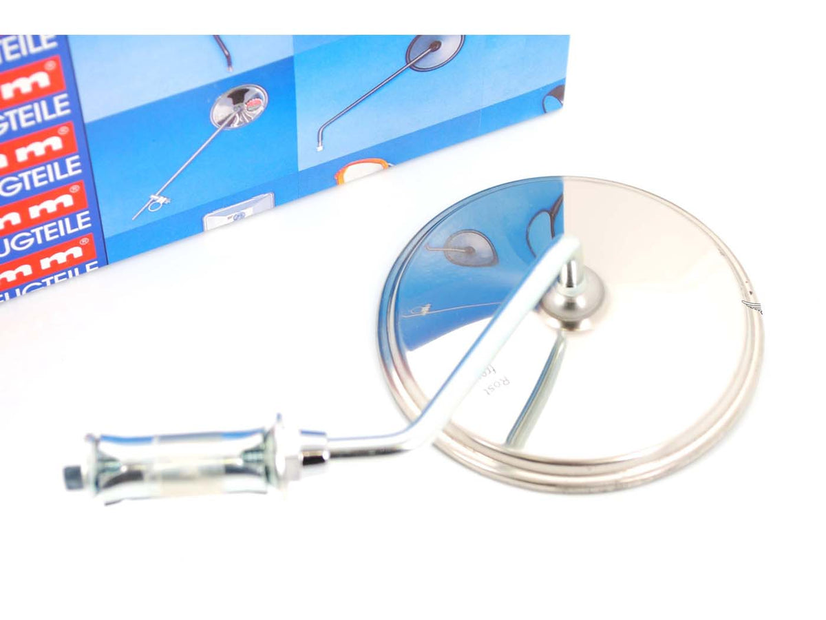 Rétroviseur bumm inox 110mm gauche pour Zündapp, Kreidler, Hercules, Miele, DKW, NSU, Horex, Puch, Gritzner