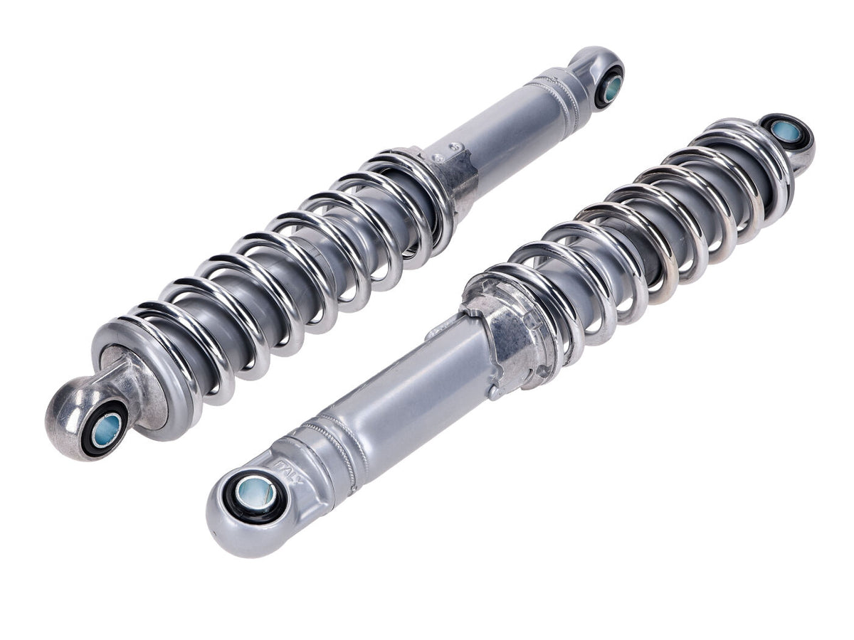Amortisseur IMCA Sport 280mm chrome/gris pour Zündapp, Kreidler, Hercules, Puch, DKW, Rixe, Sachs