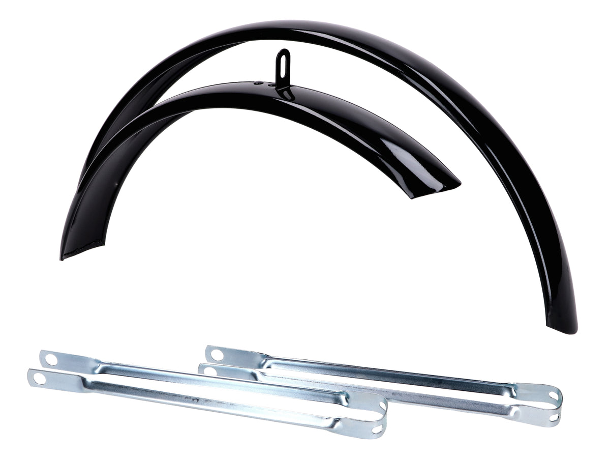Garde-boue métal noir 540mm 55mm pour mobylette, cyclomoteur, mokick