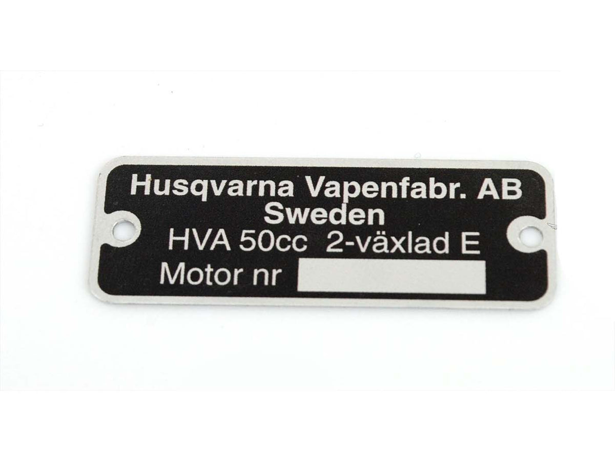 Plaque signalétique aluminium 50mm x 18mm pour Husqvarna