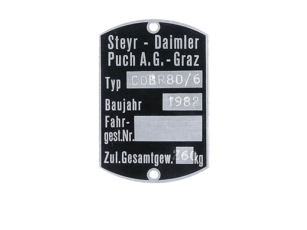 Plaque d´identification cadre 60x40mm pour Puch N 50