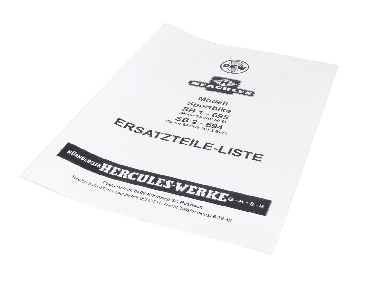 Liste des pièces de rechange Catalogue des pièces pour Hercules SB 1 2 Sport Bike Sport Bike