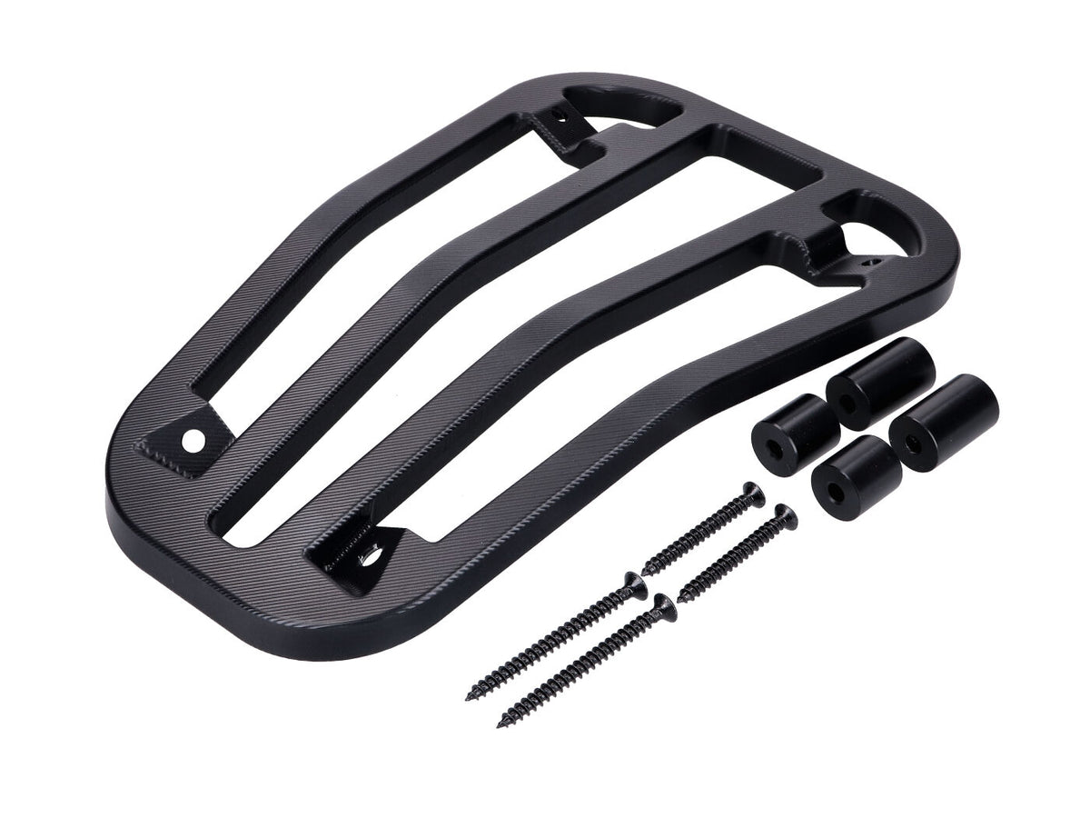 Top Case support / porte-bagages passage Moto Nostra, noir mat, CNC pour Vespa Primavera 50-150ccm, Sprint 50-150ccm