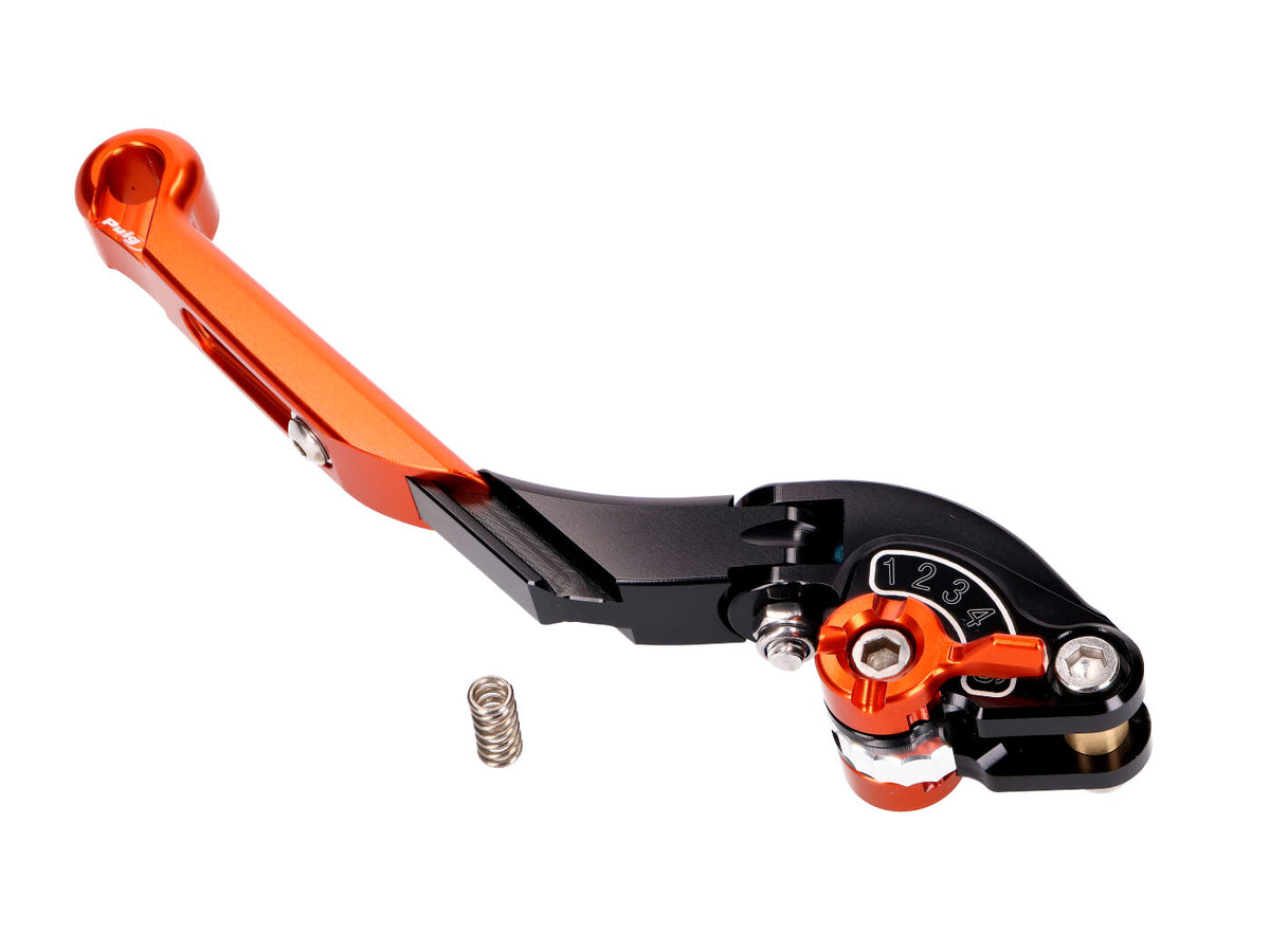 Levier d´embrayage / levier de frein Puig 2.0 arrière réglable, pliable, longueur réglable - orange noir