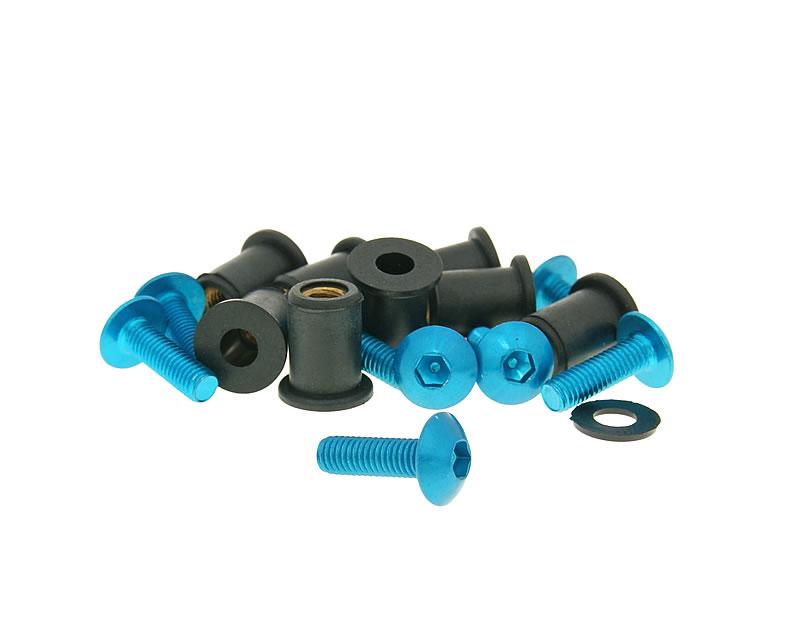 Vis et écrous en aluminium, jeu M5x16 bleu - 8 pièces