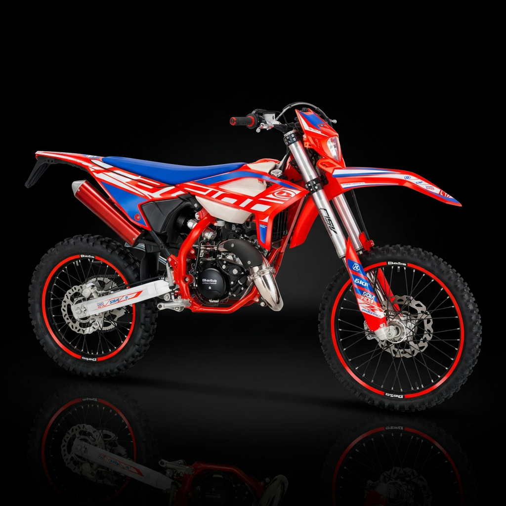 Moto rouge sur fond noir