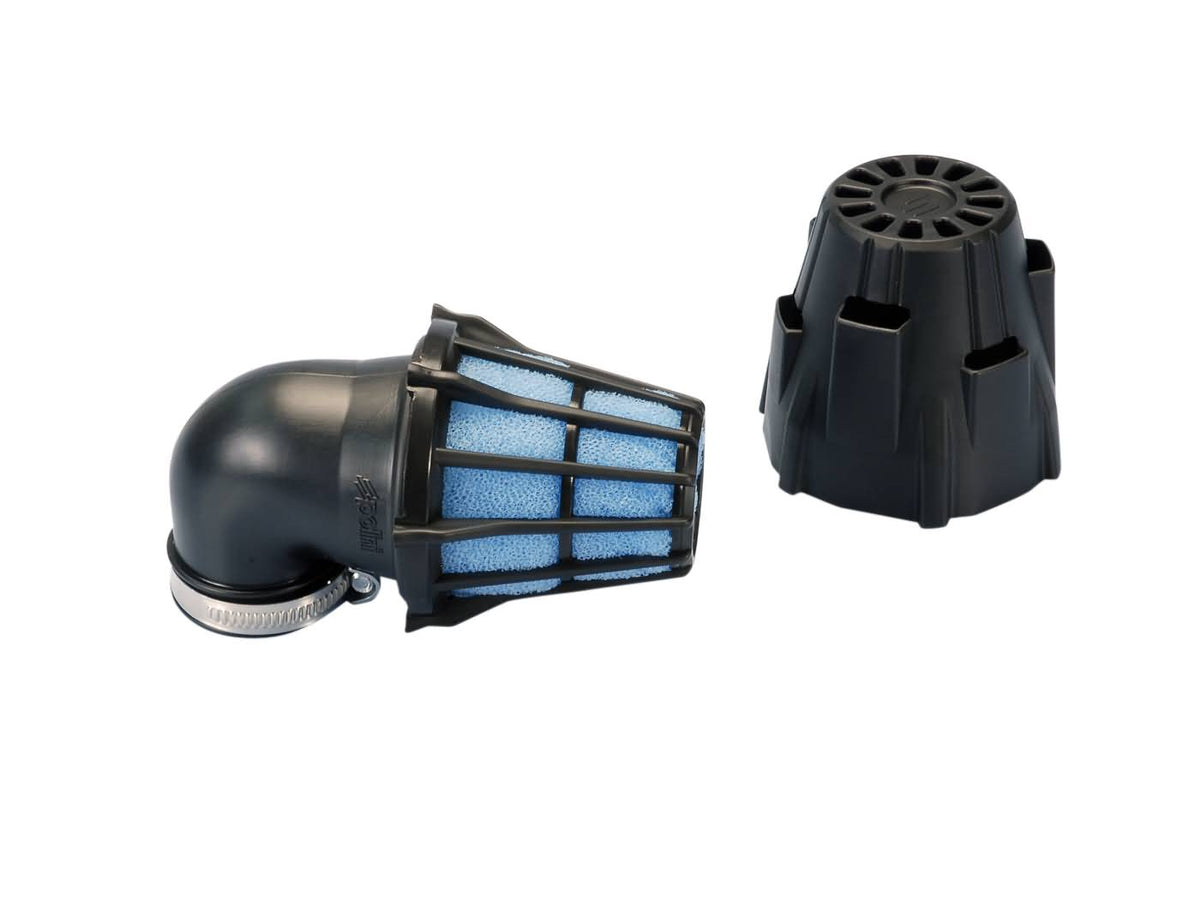 Filtre Ã  air Polini Blue Air Box 46mm 90Â° noir-bleu