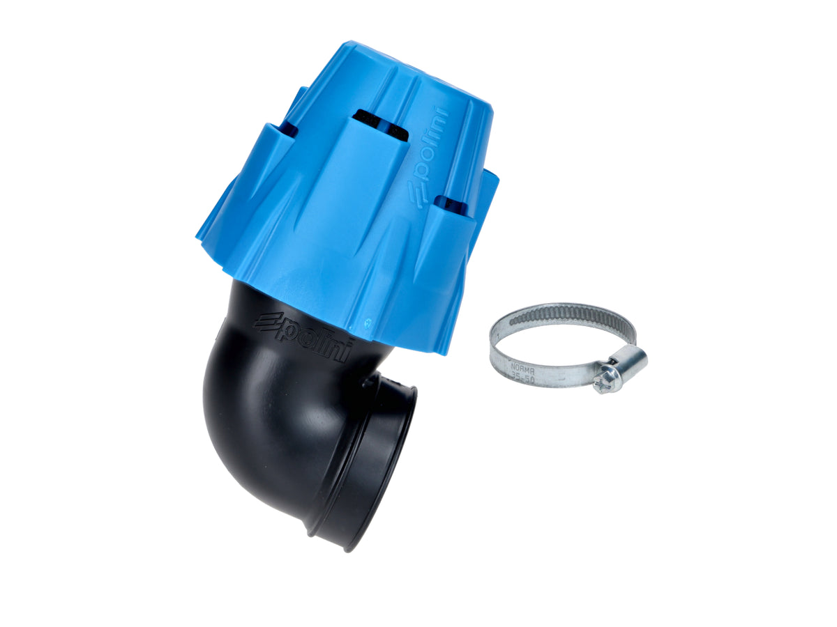 Filtre à air Polini Blue Air Box 46 mm 90°, bleu