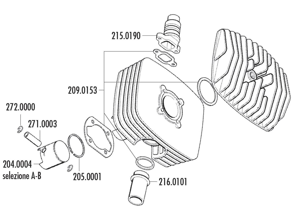 Piston complet Polini sÃ©rie 6000 48mm (C) pour cyclomoteurs Sachs