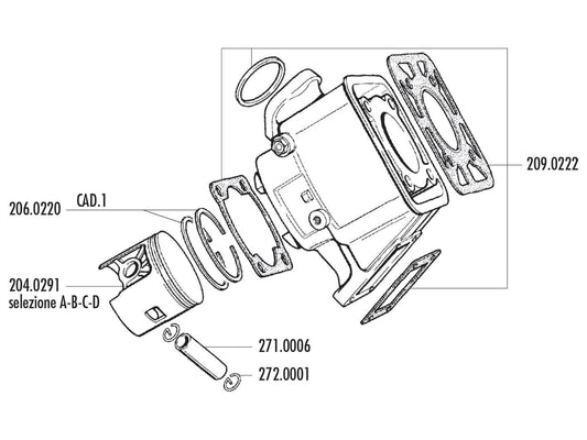 Piston complet Polini 100ccm 55mm (A) pour Yamaha DT 80 LC