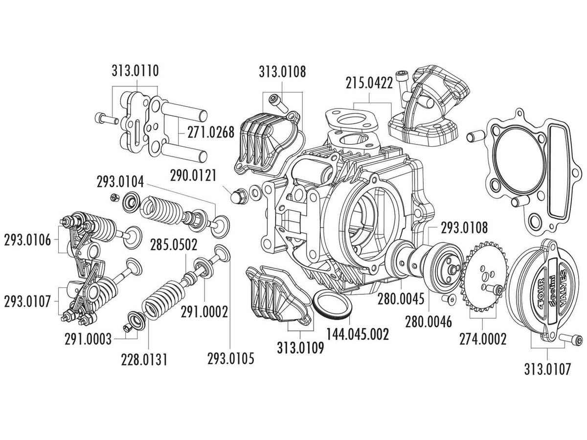 Joints de cylindre Polini 107ccm 52mm pour Honda XR 50
