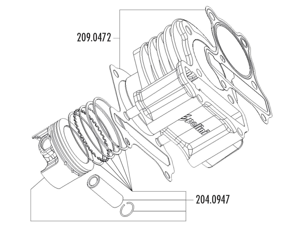 Joints de cylindre Polini 221ccm 69mm pour LML 200 4T (modÃ¨le de carburateur)