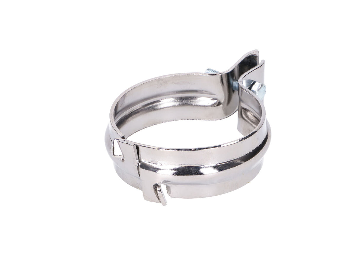 Collier dÂ´échappement arrière chromé 2 parties (version large) pour pour Simson S50, S51, SR53, S70, S83, SR50, SR80