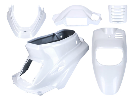 Kit carénages blanc métallisé 5 pièces pour MBK Booster -2004, Yamaha BWS -2004