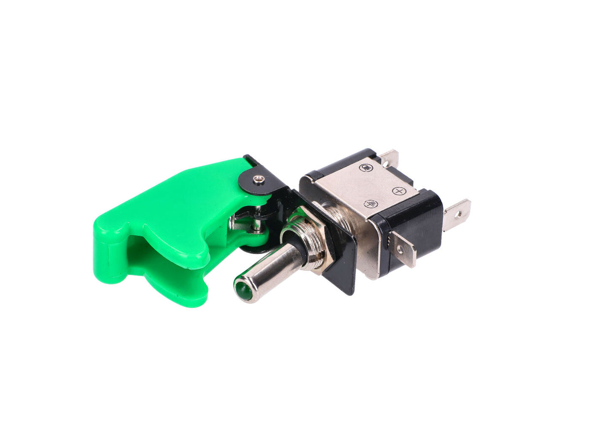 Interrupteur avec volet de protection et LED - vert