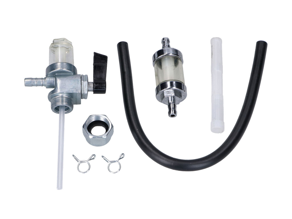 Robinet dÂ´essence avec réserve, durite et filtre à essence pour Simson S50, S51, S70