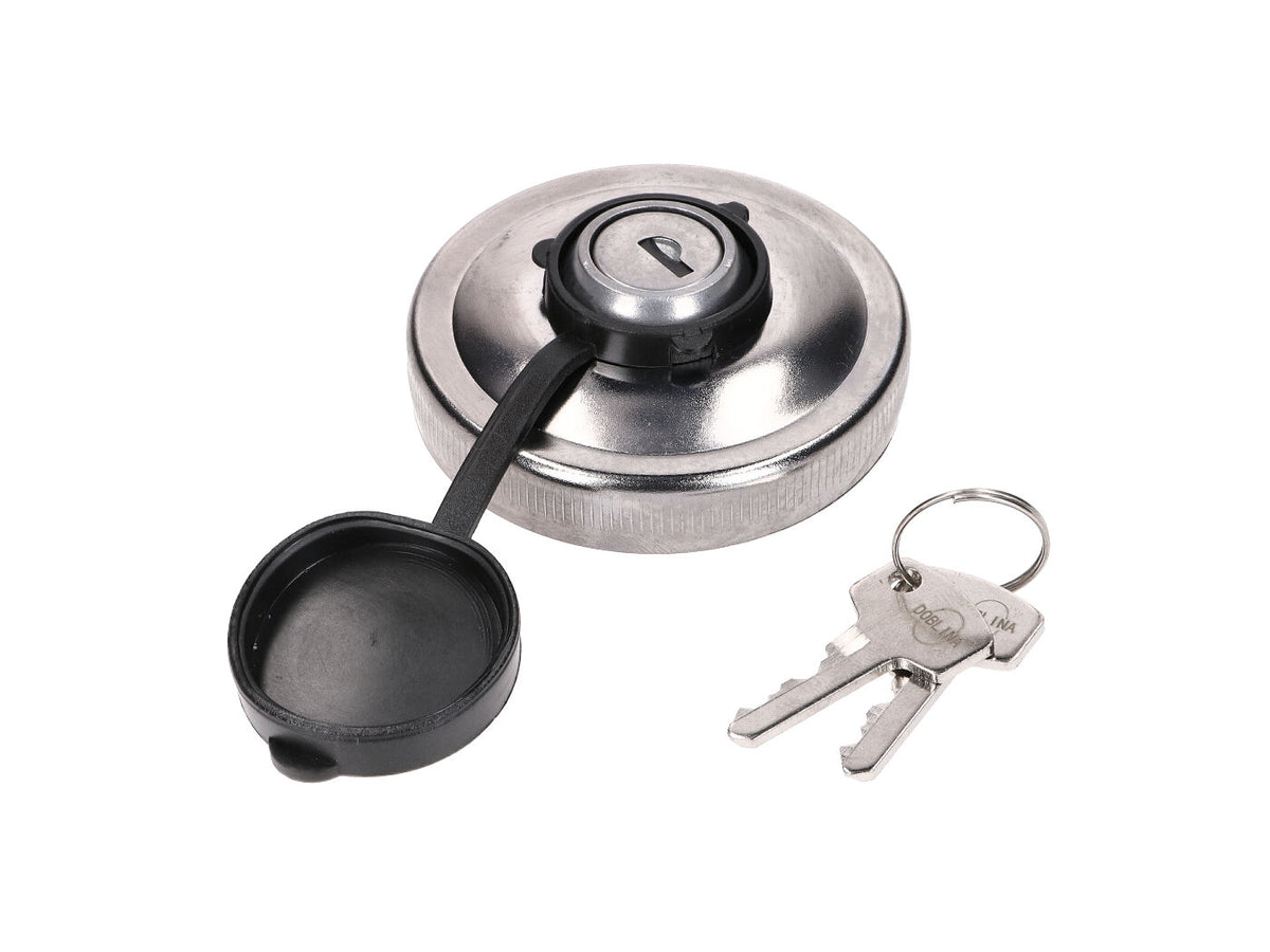 Bouchon dÂ´essence chromé (avec serrure) pour Simson S50, S51, SR50, Schwalbe, Sperber, Spatz, Star