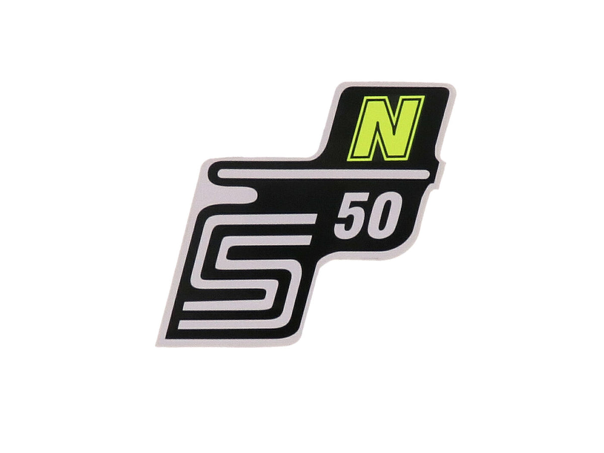 Lettrage S50 N feuille / autocollant jaune nÃ©on pour Simson S50