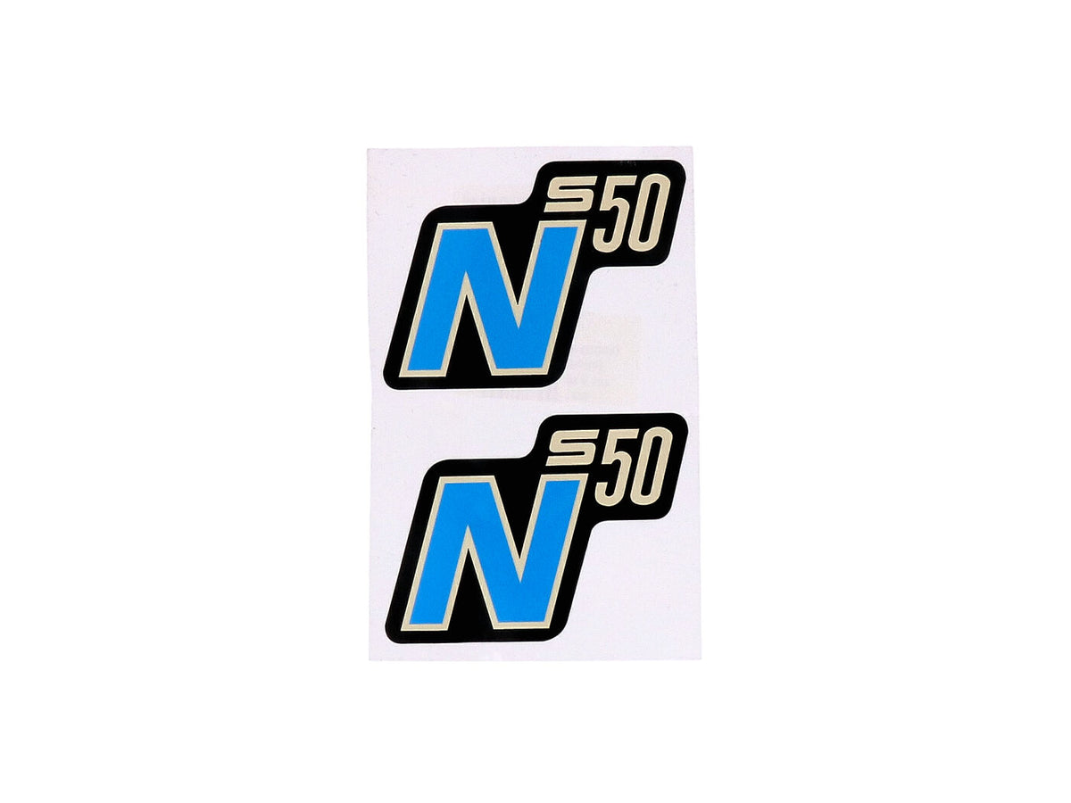 Feuille de lettrage / autocollant noir-bleu 2 piÃ¨ces pour Simson S50N
