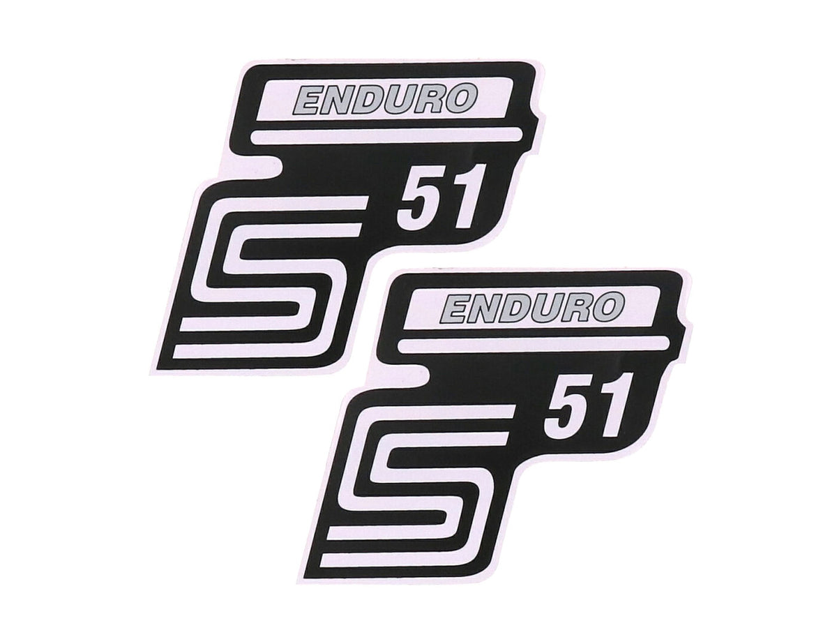 Autocollant S51 Enduro argent 2 piÃ¨ces pour Simson S51